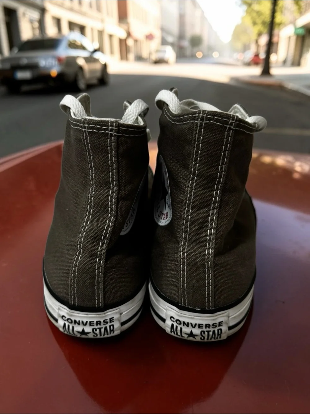 Converse Chuck Taylor High-Top Canvas Sneakers in Grey with White Accents - Picture 3 of 8